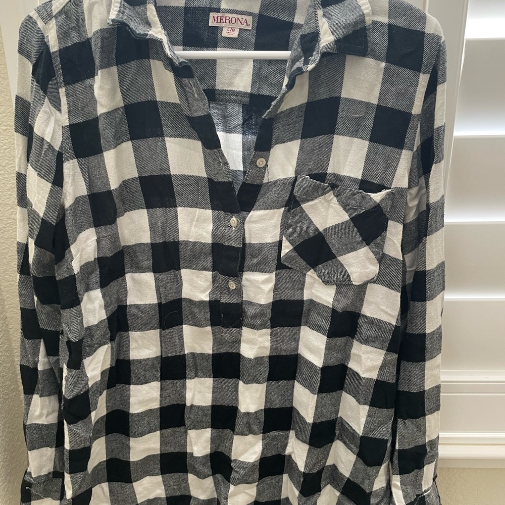 Merona Black and White Checkered Shirt